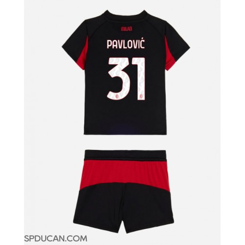 Dječji Nogometni Dres AC Milan Strahinja Pavlovic #31 Domaci 2025-26 Kratak Rukav (+ Kratke hlače)